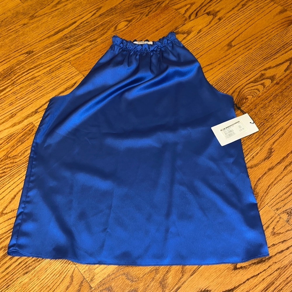 NWT Bailey / 44 Woman’s Ruffle Neck Blue Top Size XS